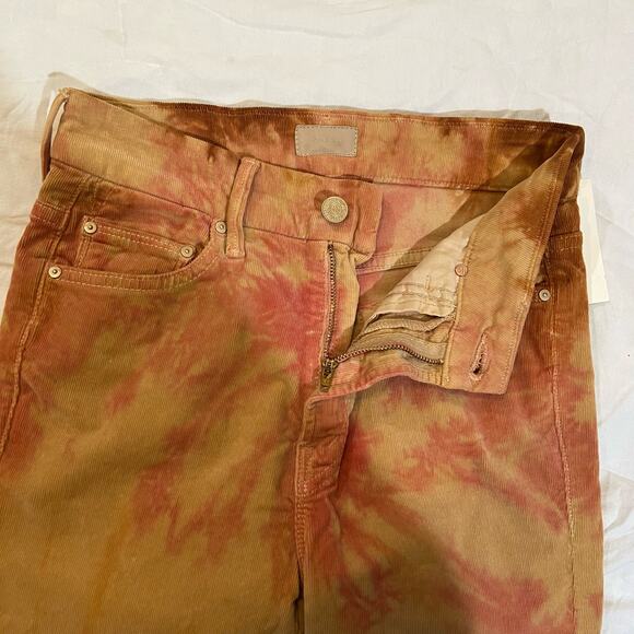 Mother NWT $228 High Waisted Looker Tie Dye Corduroy in Hopscotch size 24 - Picture 5 of 16